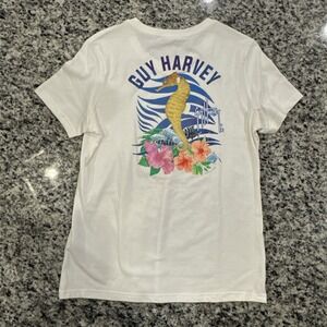 Guy Harvey‎ Women's Size M Bright White Graphic Seahorse Short Sleeve T-Shirt
